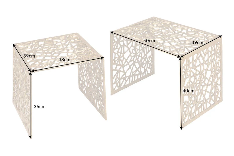 Table basse artisanale ABSTRACT 50cm lot de 2 doré au design Gap