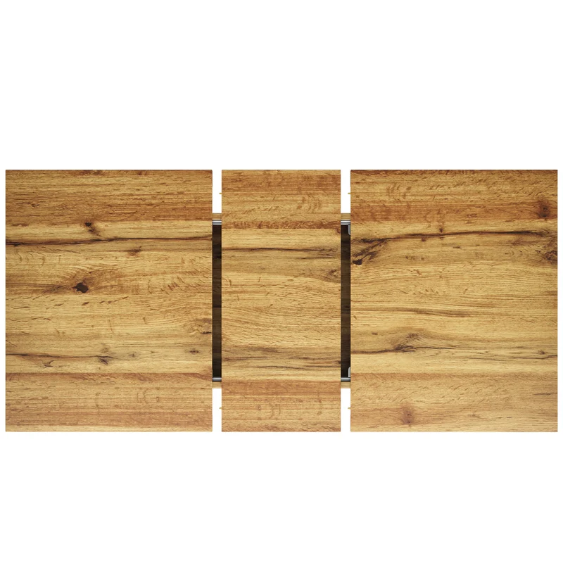 Table de salle à manger extensible effet bois, pieds étoile métal noir, 120-160x80 cm ARMOIREFLOW