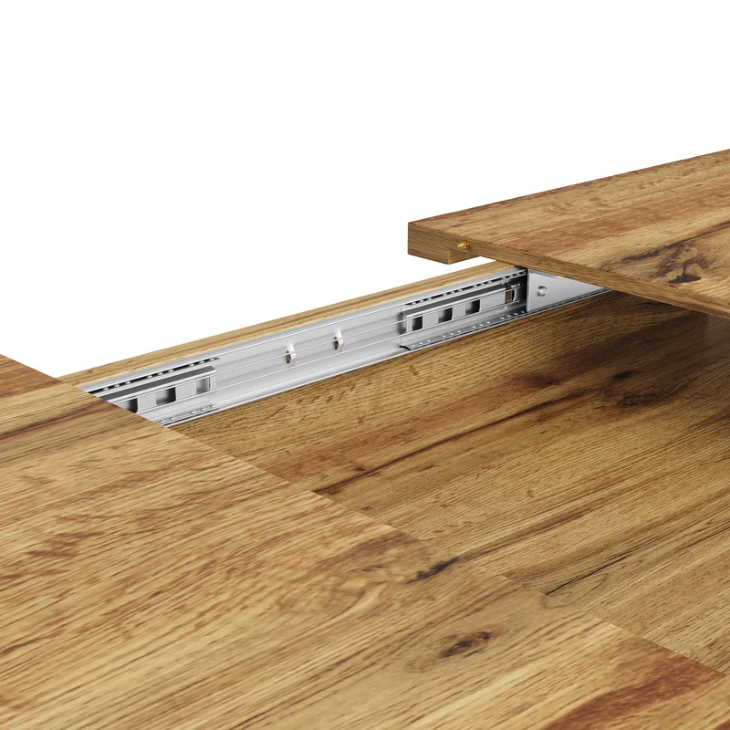 Table de salle à manger extensible effet bois, pieds étoile métal noir, 120-160x80 cm ARMOIREFLOW