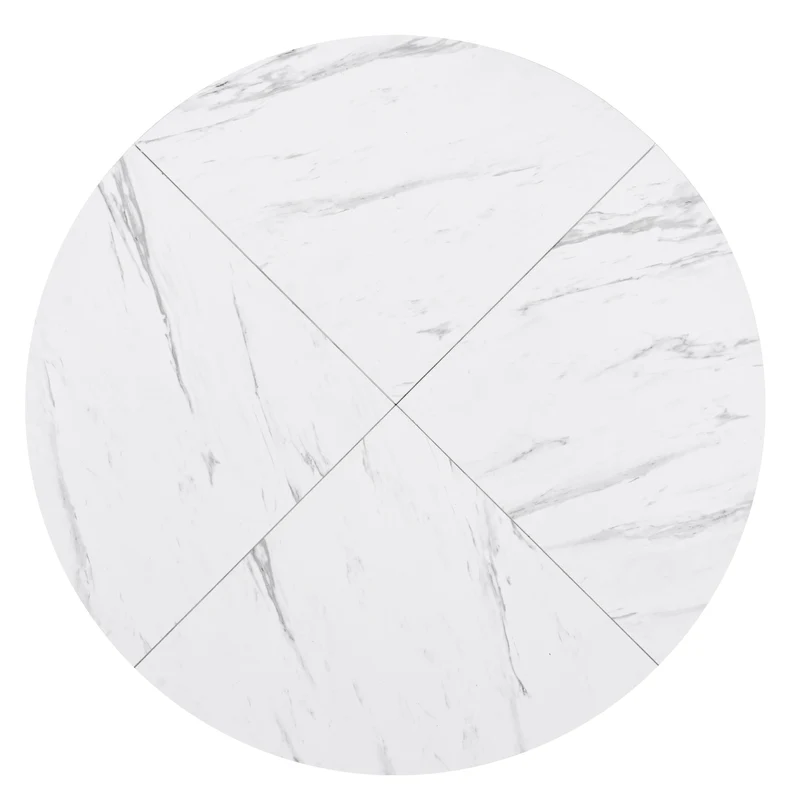 Table de salle à manger ronde effet marbre blanc et métal doré 100x100cm CHROMECREST