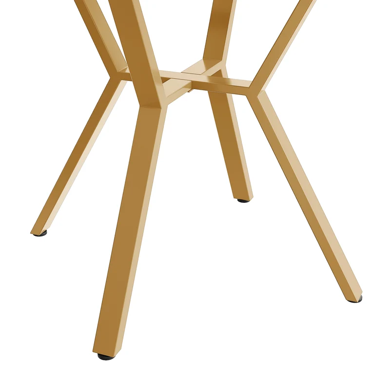 Table de salle à manger ronde effet marbre blanc et métal doré 100x100cm CHROMECREST