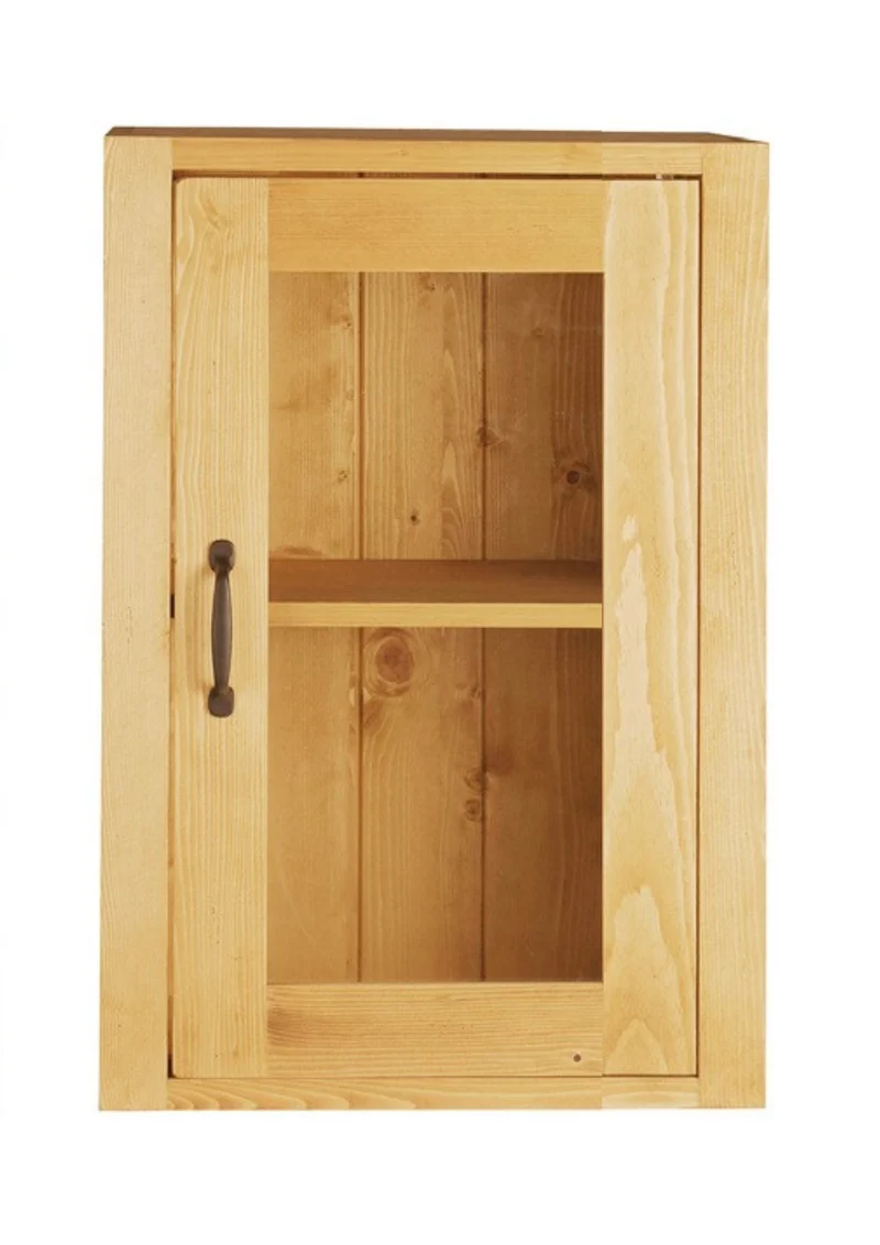 Meuble haut 1 porte vitrée 40cm ouverture droite épicéa huilé miel | Aravis