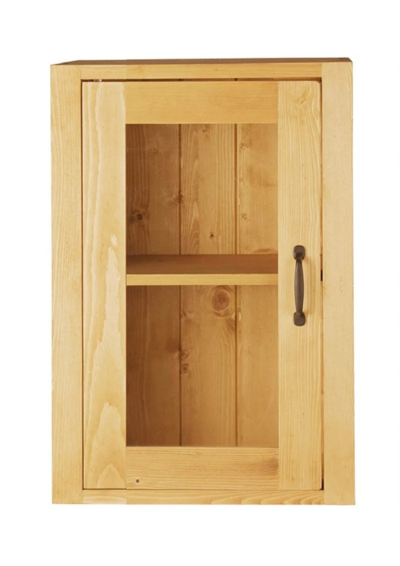 Meuble haut 1 porte vitrée 40cm ouverture gauche épicéa huilé miel | Aravis