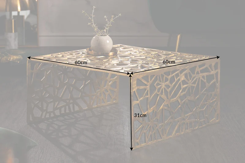 Table basse artisanale ABSTRACT 60cm aluminium doré design Gap