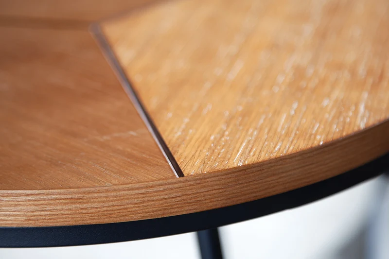 Table basse ronde OAK ELEGANCE 80cm design bois de chêne structure métal noir