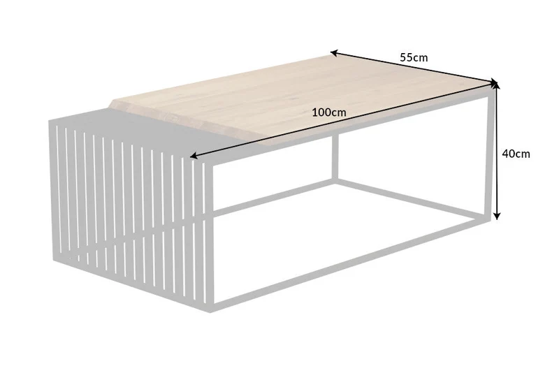 Table basse en bois massif ARCHITECTURE 100cm chêne huilé structure métal noir