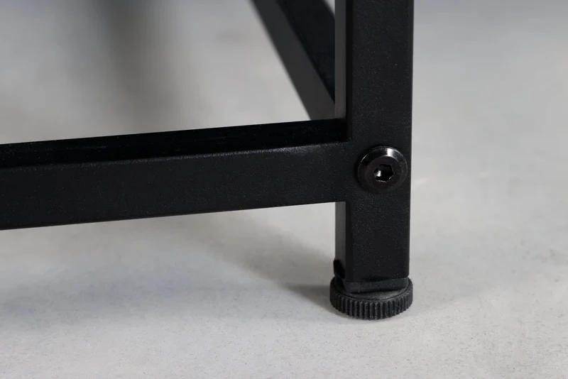 Table basse moderne DURA STEEL 70cm en métal noir avec compartiment de rangement