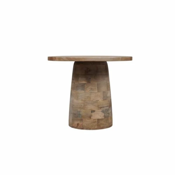 Table basse en bois de manguier finition sable, D60xH50CM