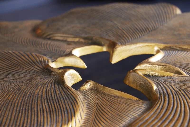 Table basse décorative GINKGO 95cm métal doré noir fait main