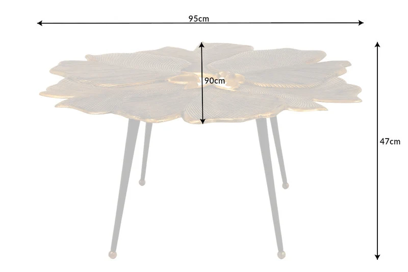 Table basse décorative GINKGO 95cm métal doré noir fait main