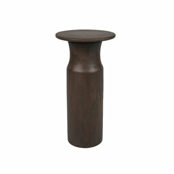 Table basse en bois de manguier finition noyer, D40xH60CM