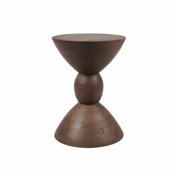 Table basse en bois de manguier finition noyer, D30xH40CM