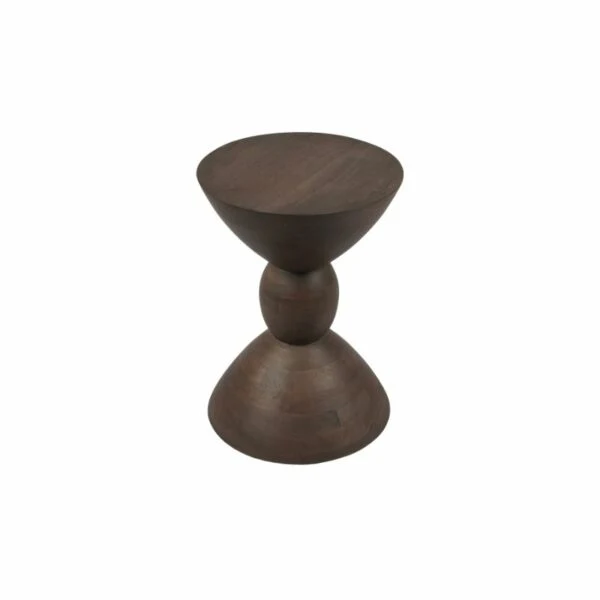 Table basse en bois de manguier finition noyer, D30xH40CM