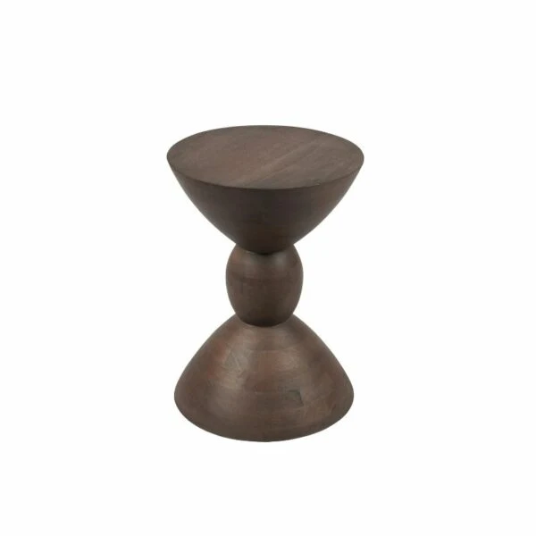 Table basse en bois de manguier finition noyer, D30xH40CM