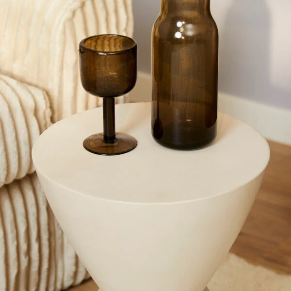 Table basse en bois de manguier finition sable, D33xH45CM