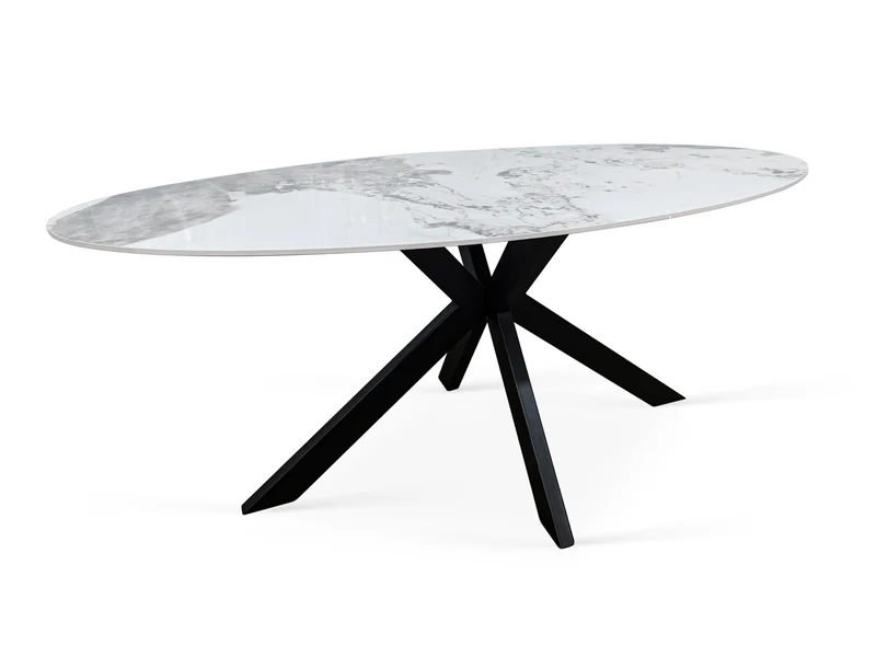 Table à manger plateau en ceramique ovale, H76CM - PILAR