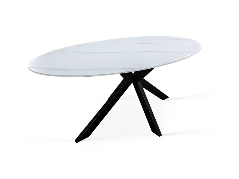 Table à manger plateau en ceramique ovale, H76CM - PILAR