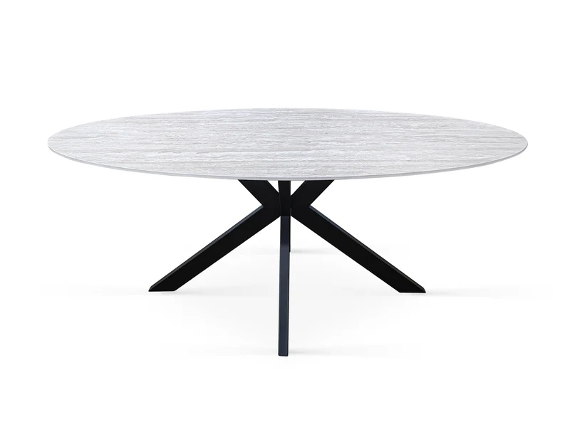 Table à manger plateau en ceramique ovale, H76CM - PILAR