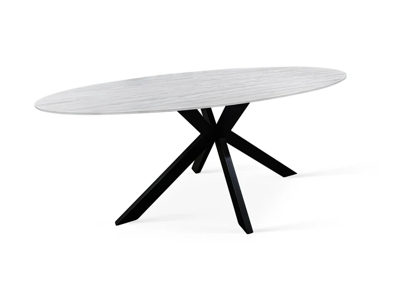 Table à manger plateau en ceramique ovale, H76CM - PILAR