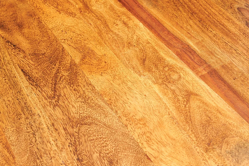 Table basse en bois massif GIANT 60cm marron finition pierre de Sheesham métal étagère noire