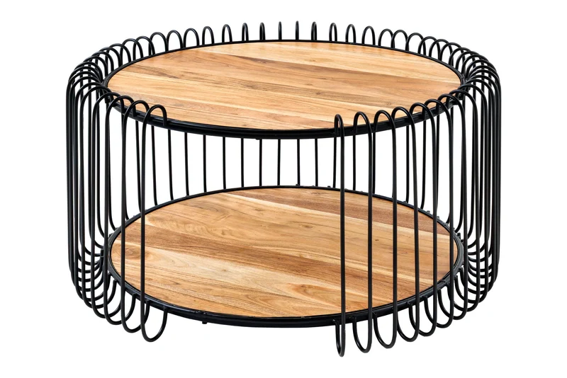 Table basse industrielle TRUE ELEMENTS 70cm en bois massif d'acacia naturel