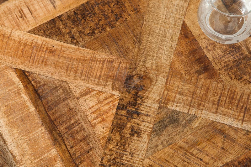 Table à manger solide INFINITY HOME 200cm bois de manguier noir naturel design industriel X-frame