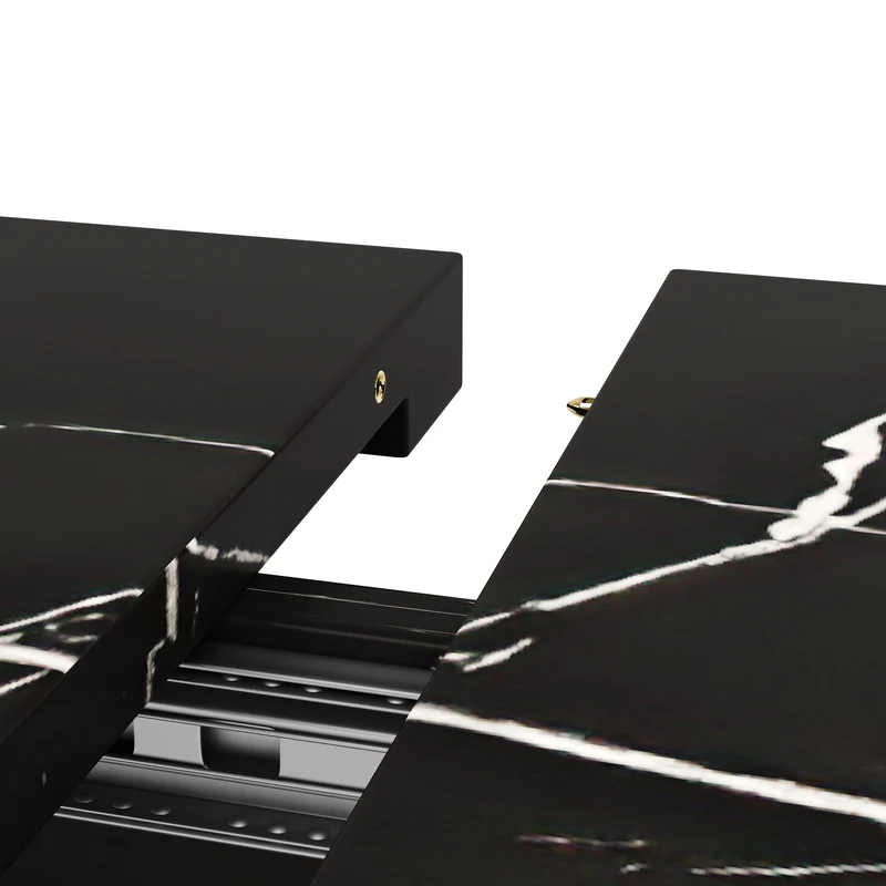 Table de salle à manger extensible effet marble noir pieds en forme de V (120-160*75cm) STRAKUL