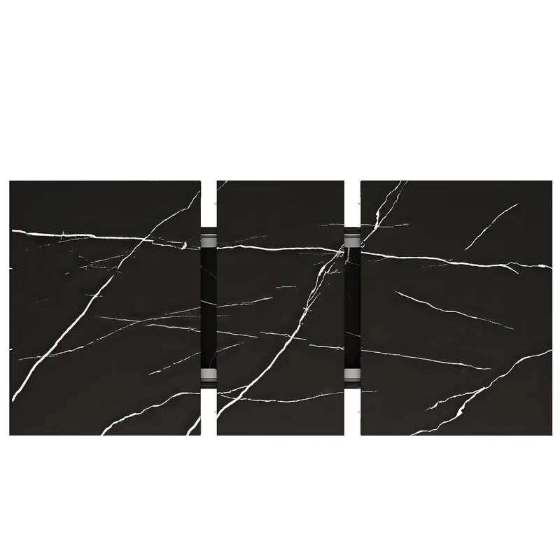 Table de salle à manger extensible effet marble noir pieds en forme de V (120-160*75cm) STRAKUL
