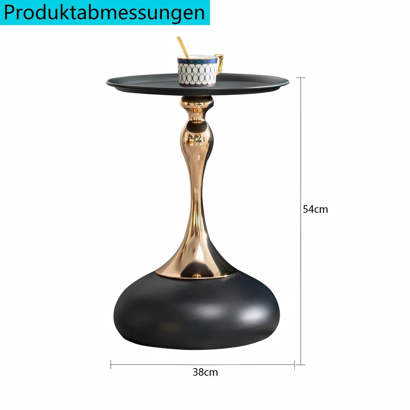 Table d'appoint ronde acier carbone noir et dorée 38x38x54 cm SINGINGSTREAM