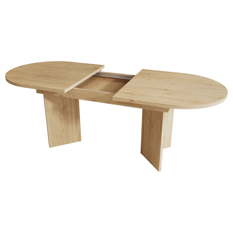 Table à manger extensible effet chêne ovale 4 à 6 personnes coins arrondis 120/160x80cm ADJUSTMARBLELINE