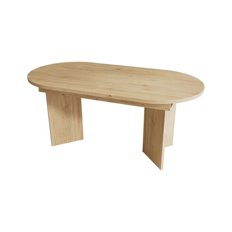 Table à manger extensible effet chêne ovale 4 à 6 personnes coins arrondis 120/160x80cm ADJUSTMARBLELINE