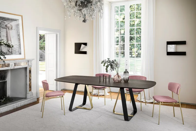 Table Sunshine fixe ou extensible | Table design en verre, céramique et bois massif