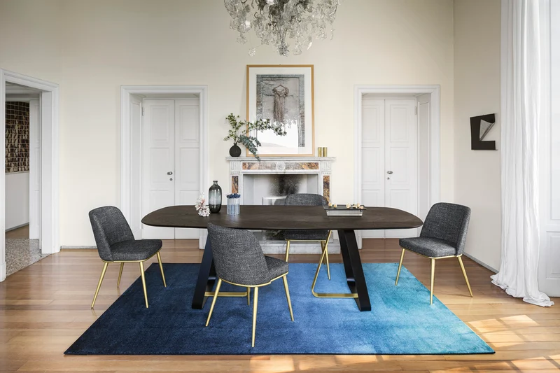 Table Sunshine fixe ou extensible | Table design en verre, céramique et bois massif