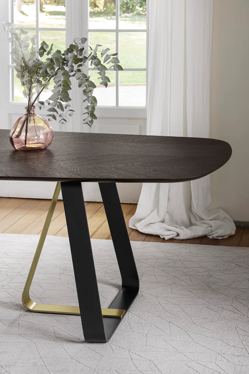 Table Sunshine fixe ou extensible | Table design en verre, céramique et bois massif
