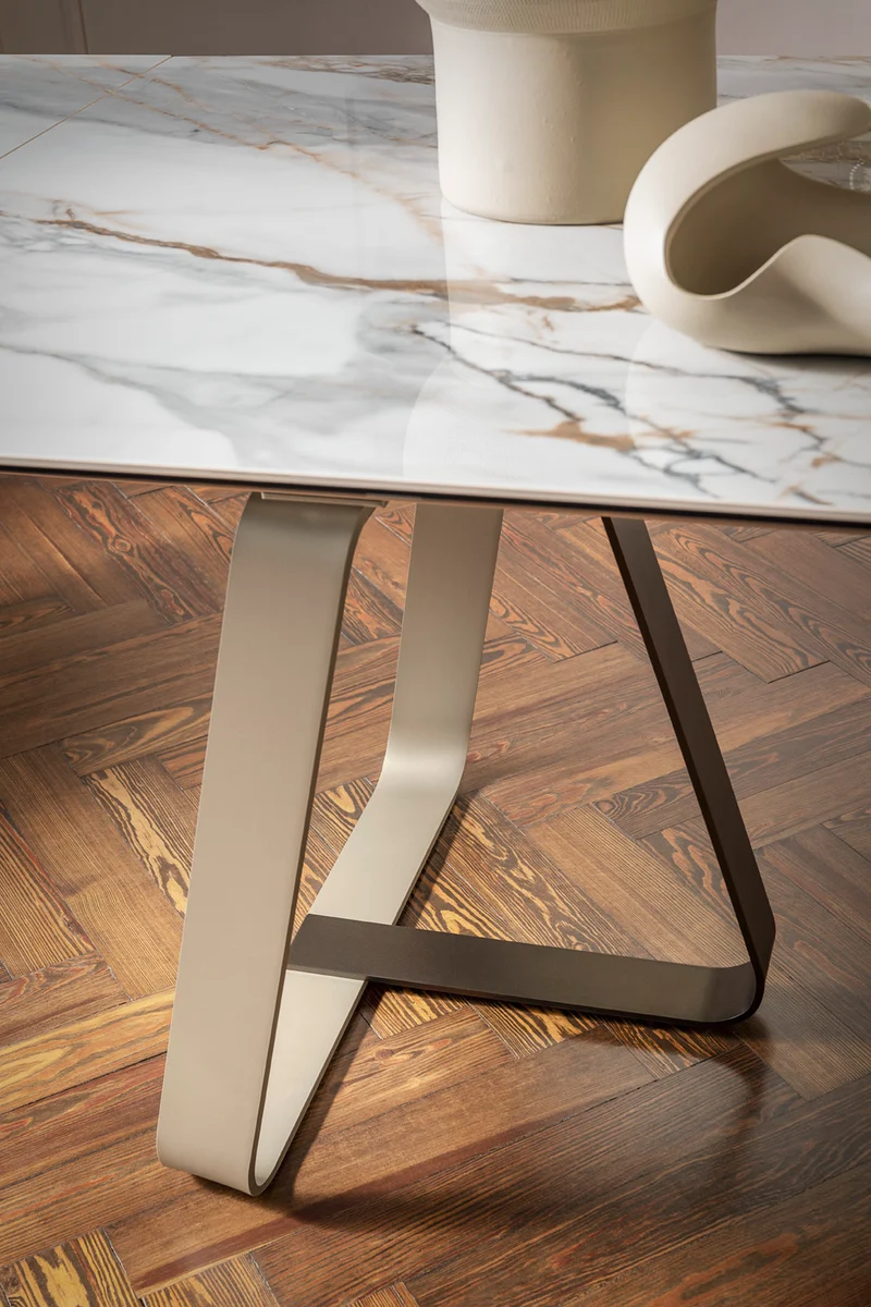 Table Sunshine fixe ou extensible | Table design en verre, céramique et bois massif