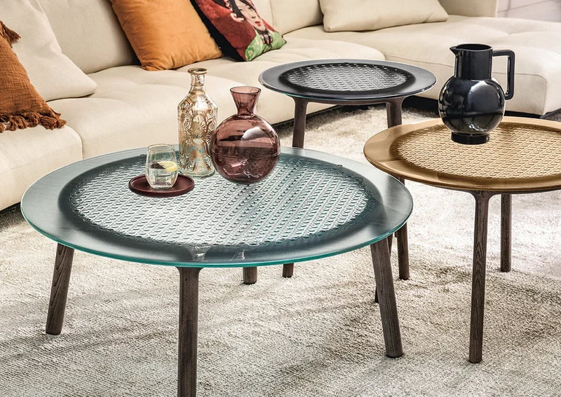 Table de salon - Verre - Cannage