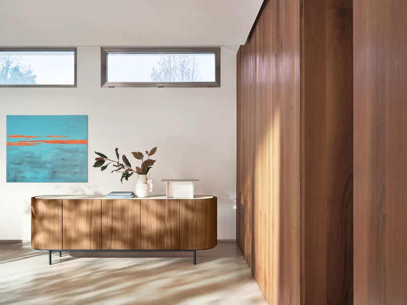 Bahut Lake | Buffet design 4 portes avec plateau en céramique et piètement métal