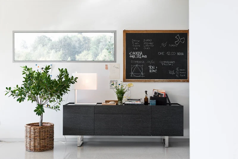 Bahut Horizon | Buffet design en bois avec plateau en céramique et piètement métal