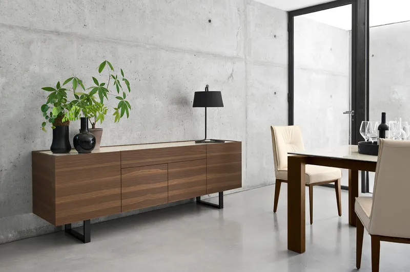 Bahut Horizon | Buffet design en bois avec plateau en céramique et piètement métal