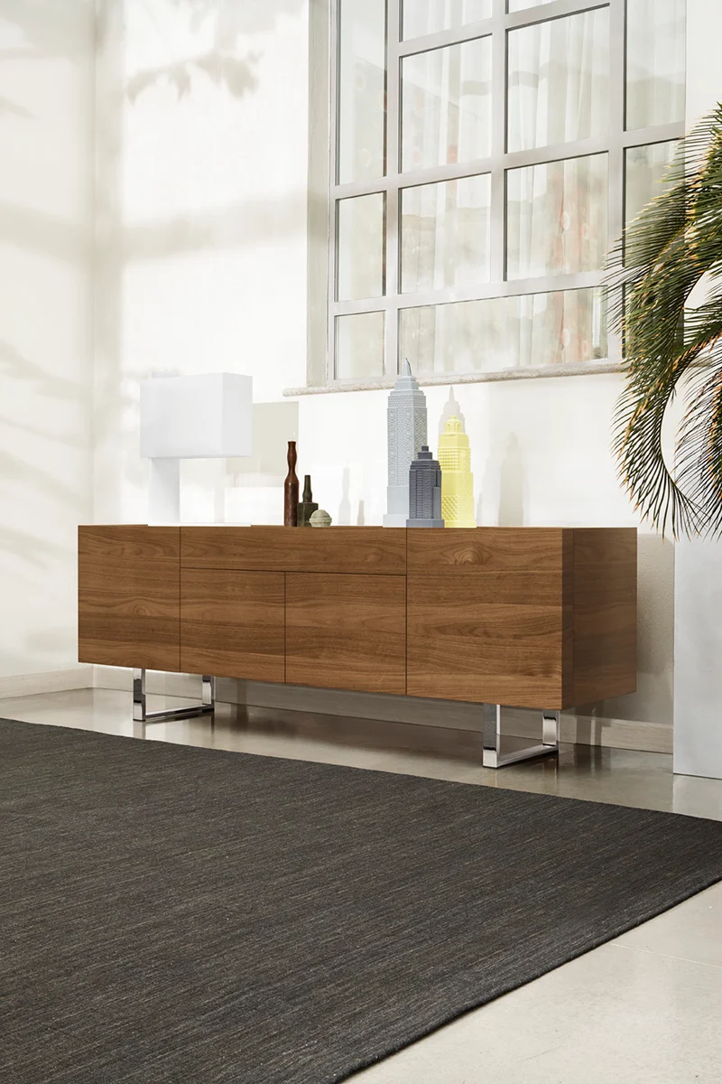 Bahut Horizon | Buffet design en bois avec plateau en céramique et piètement métal