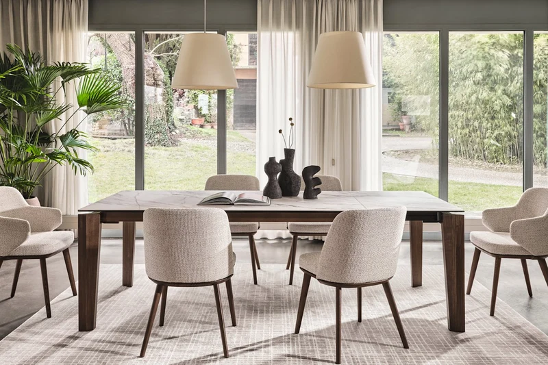 Table Alpha extensible | Table design en céramique avec ouverture guidée
