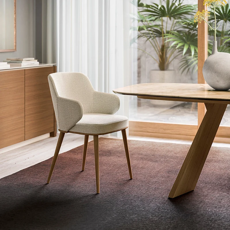 Chaise Foyer en bois | Chaise design en tissu ou cuir