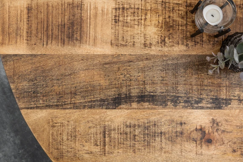 Table à manger massive IRON CRAFT ronde 120 cm en bois de manguier naturel