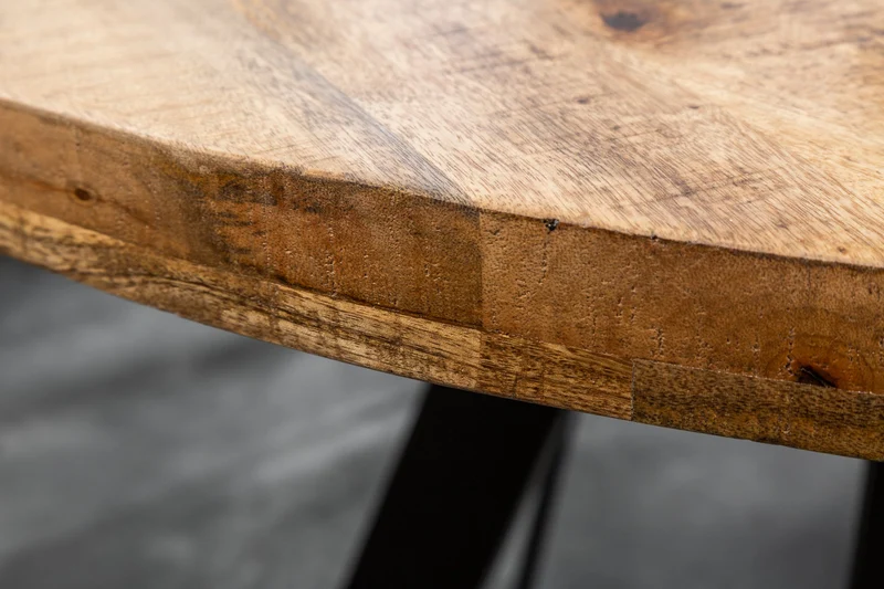 Table à manger massive IRON CRAFT ronde 120 cm en bois de manguier naturel