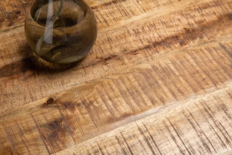 Table à manger industrielle solide GALAXIE 160cm en bois de manguier structure en forme d'étoile
