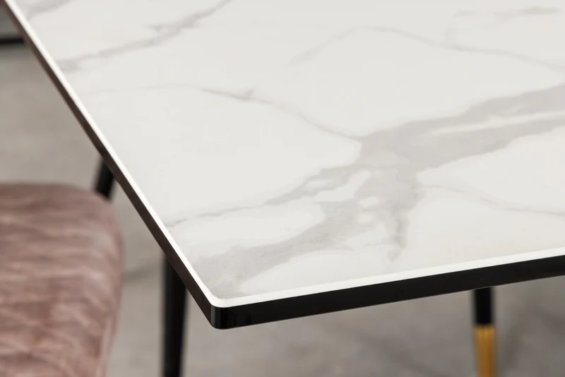 Table à manger extensible MARVELOUS 180-220-260cm en céramique marbre blanc fabriquée en Italie