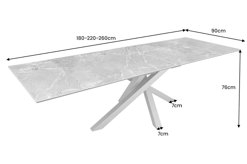 Table à manger extensible MARVELOUS 180-220-260cm en céramique marbre taupe fabriquée en Italie