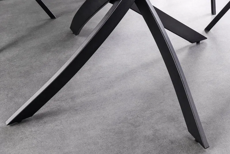 Table à manger ronde ALPINE 120cm céramique anthracite structure métal noir
