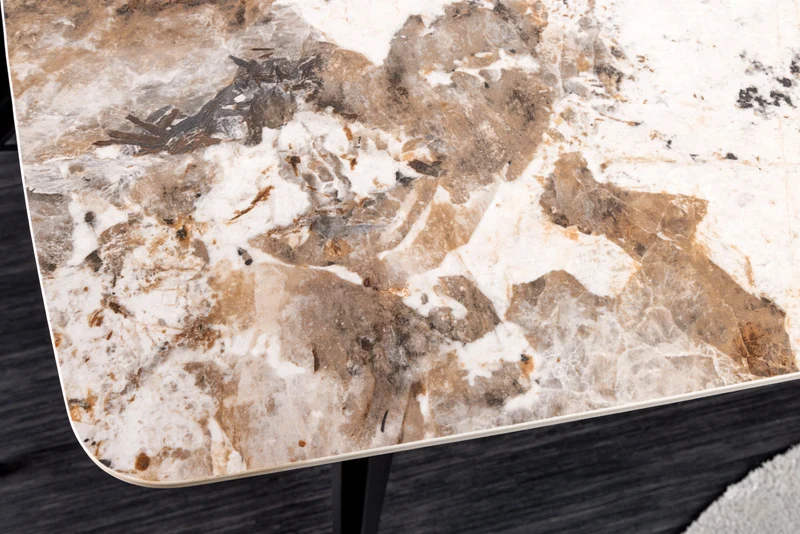 Table à manger MILANO 180 cm céramique blanche Pandora structure métal noir