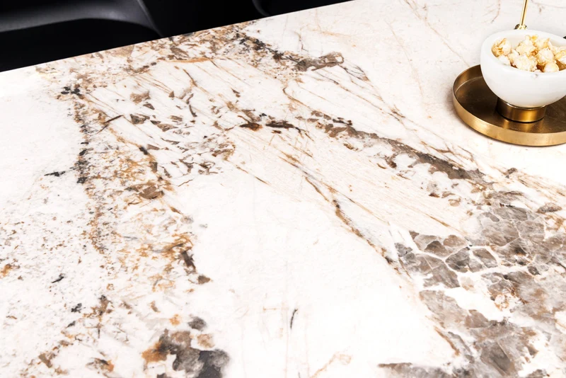 Table à manger MILANO 180 cm céramique blanche Pandora structure métal noir